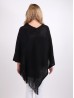 Solid Subtle Panels Poncho W/ Fringe